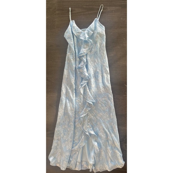 Loveshackfancy Silk June Metallic Floral Sleeveless Ruffle Maxi Dress 12 - Picture 3 of 9